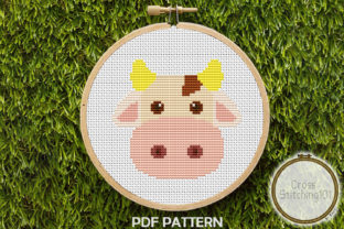 Brown Blanche Cow Modern Cross Stitch