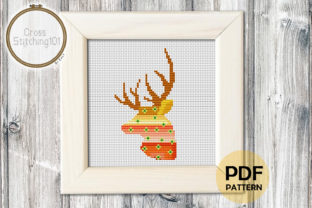 Deer Head Pattern Modern Cross Stitch