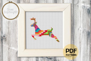 Deer Running Modern Cross Stitch Pattern