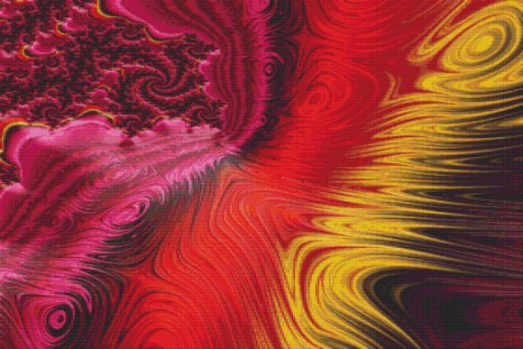 Fractal Cross Stitch Pattern - Red